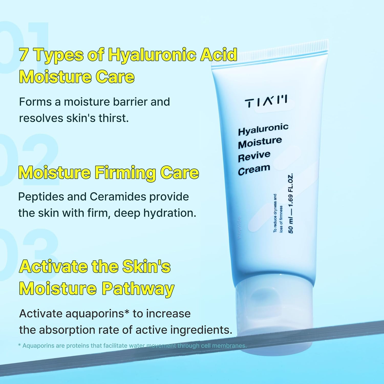 TIA'M TIAM Hyaluronic Moisture Revive Cream, 1.69 fl oz, Peptide & Ceramide Facial Moisturizer for Long-Lasting Hydration and Firming, Perfect for Dry and Dehydrated Skin, Korean Skin Care - Image 3