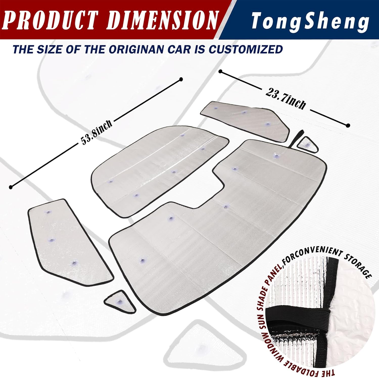 The Original Windshield Sun Shade Compatible with Nissan 400Z 2023 2024 Car Windshield Reflective Sunshade Protector Sun Shade Accessories (6 PCS)