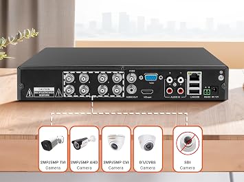 TIGERSECU Super HD 1080P 8 Channel DVR Security Recorder with 2TB Hard Drive, Hybrid 6-in-1 CCTV DVR Recorder Compatible with 2MP and 5MP TVI, AHD, CVI, CVBS, RS485 PTZ and IP Security Cameras | Hybrid 6-in-1 CCTV Recorder Compatibility for 2MP and 5MP TVI/AHD/CVI/Analog/IP Security Cameras, with RS485 PTZ Control