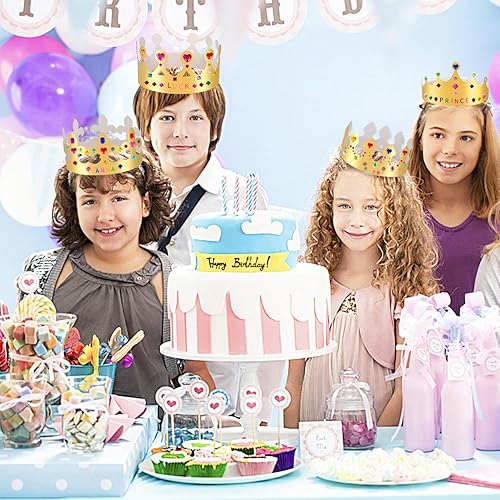 Miniatura 6 de Coronas de papel doradas, coronas de rey de cumpleaños para manualidades, para decorar, sombreros de corona de princesa de papel para el aula escolar