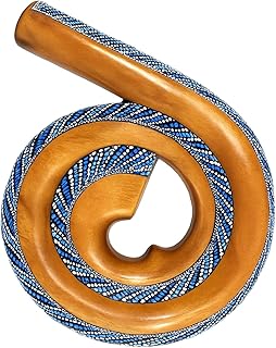 Didgeridoo Instrument – Spiral Shaped Solid Mahogany Travel Didgeridoo – Hand-Painted Aboriginal Style by JIVE, Professional Resonant Tone for Sound Therapy & Circular Breathing (Spiral, Multi Color)