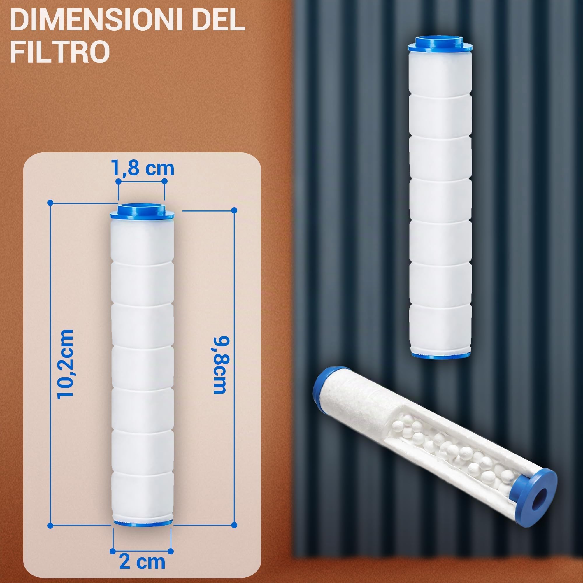Soffione Doccia con Filtro Anticalcare Alta Pressione Purificatore d'Acqua 2 Filtri