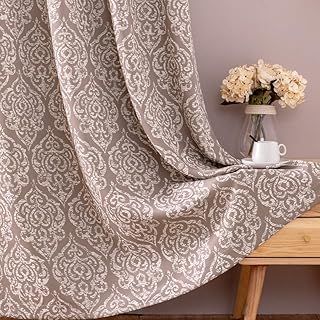 Sponsored Ad - JINCHAN Blackout Curtains Damask Design Pattern Thermal Curtains Living Room Dining Bedroom Classic Window ...