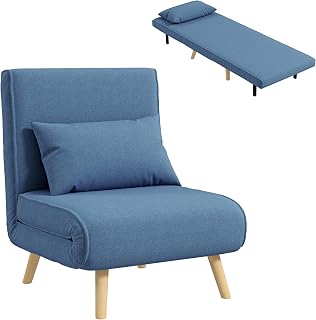 HOMCOM 3-in-1 Wandelbarer Sessel 1-Sitzer 5-stufige Rückenlehne, Blau