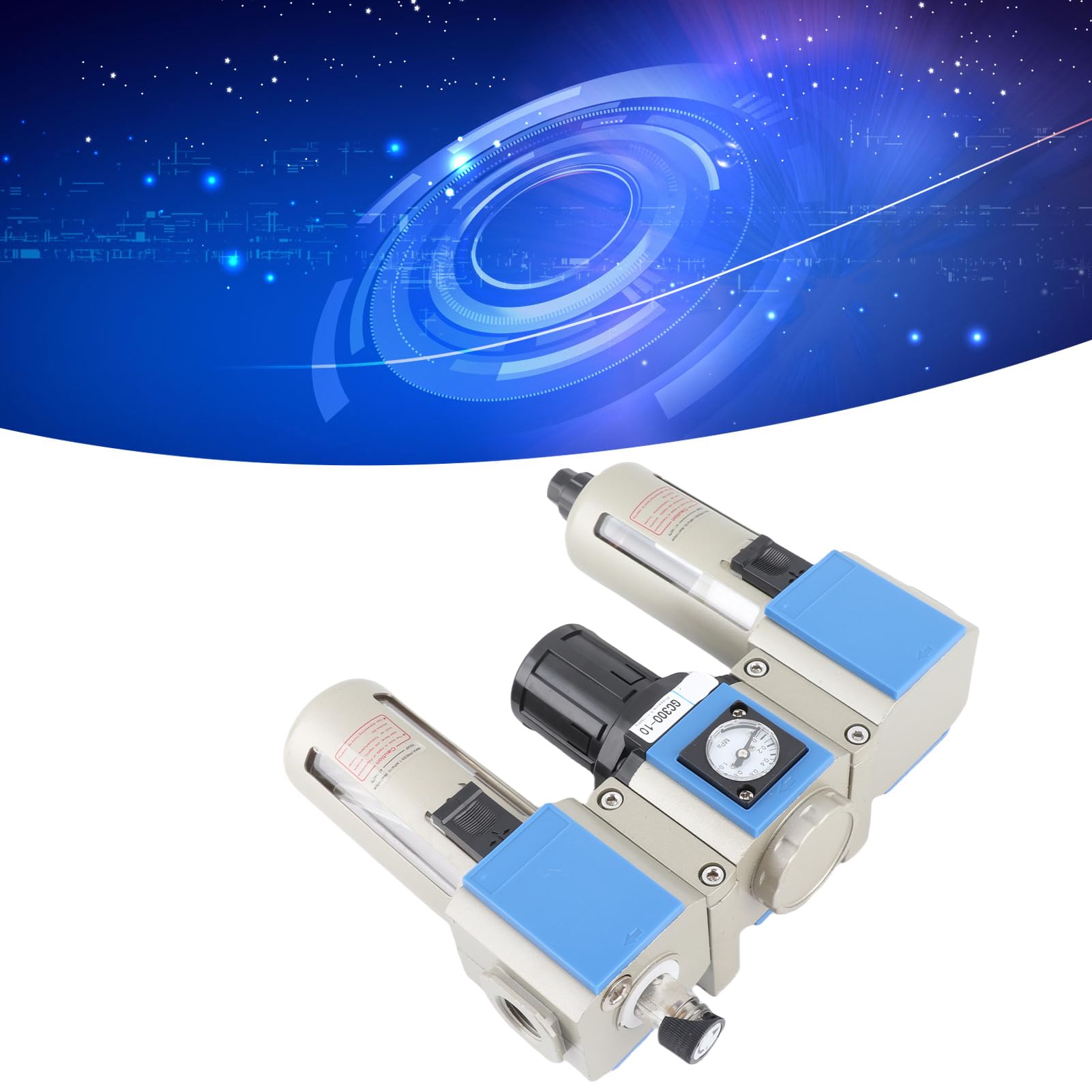 Aramox Filtro di Flusso del Compressore d'aria Regolatore di Pressione in Lega di Alluminio Unità Lubrificatrice Separazione Acqua-olio da 40 Micron da 0,15 a 0,9 MPa per Officine di Linee Aeree e