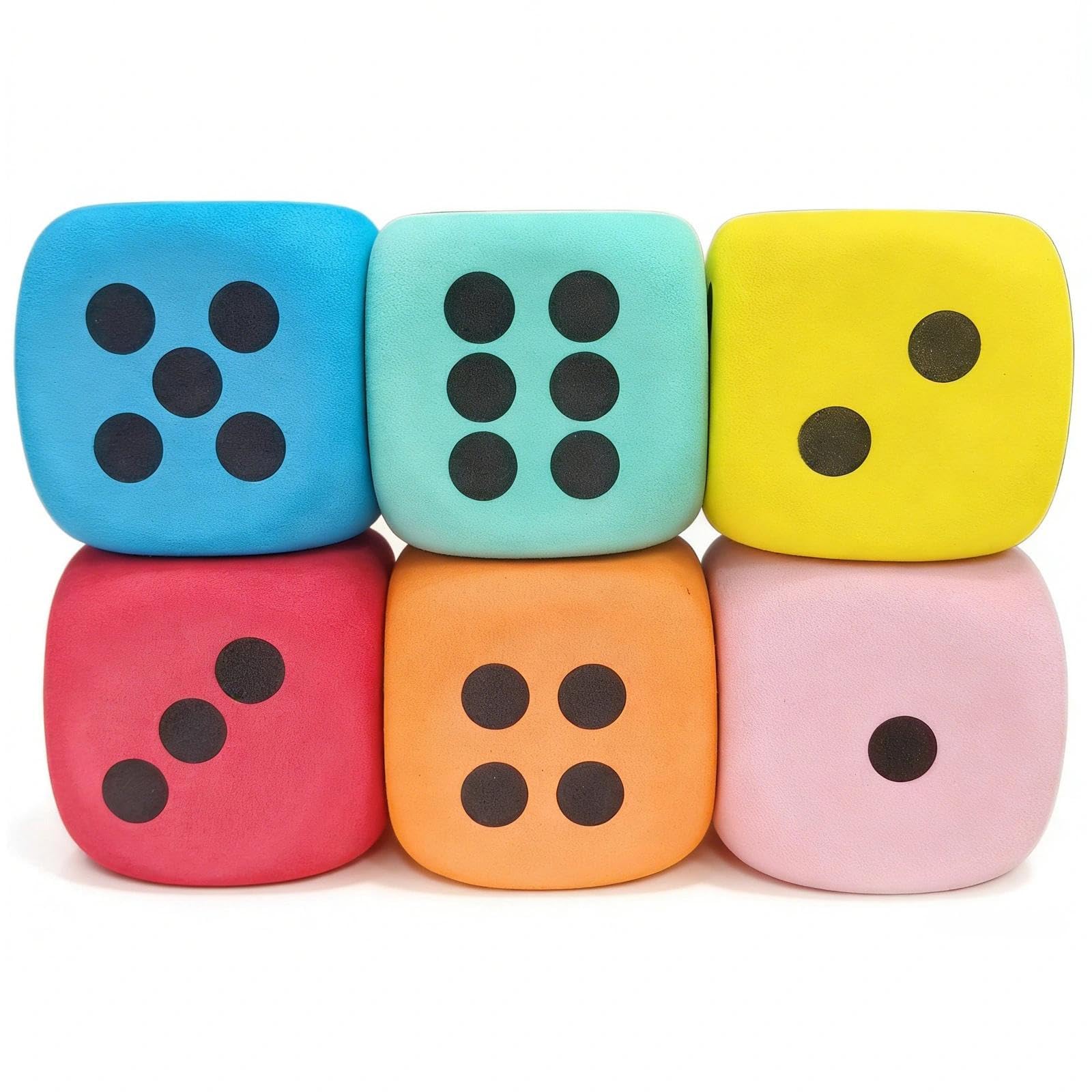 6 Pcs Large Foam Dice, 3.8CM Large Foam Dice Set, Colorful Sphere Dices for Classroom Games Math Teaching