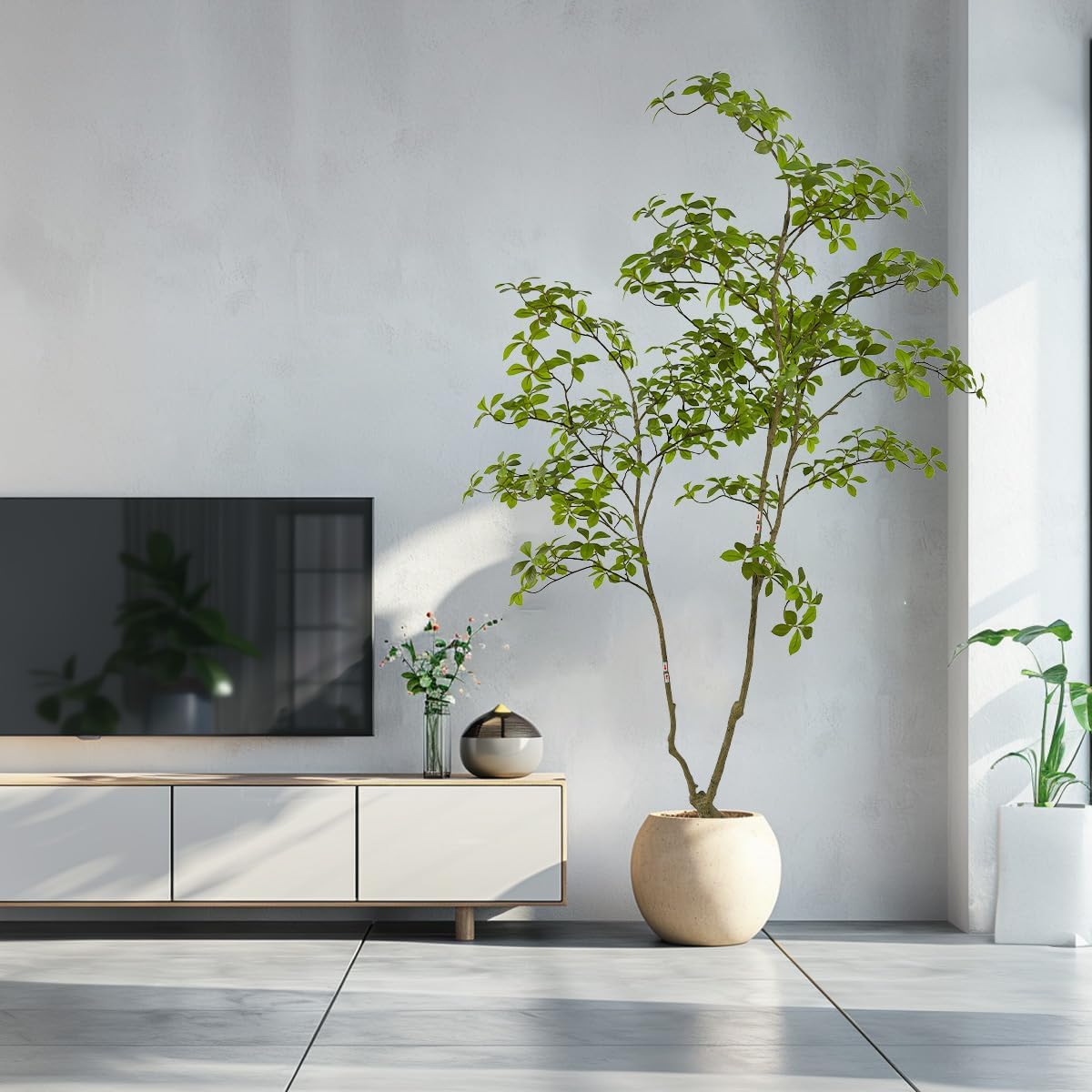 Artificial Gardenia Tree,6ft（1pack） Tall Fake Plants Artificial Mahonia fortunei Plants for Indoor, Fake Trees for Office Home Living Room Floor Patio Greening Porch Decor