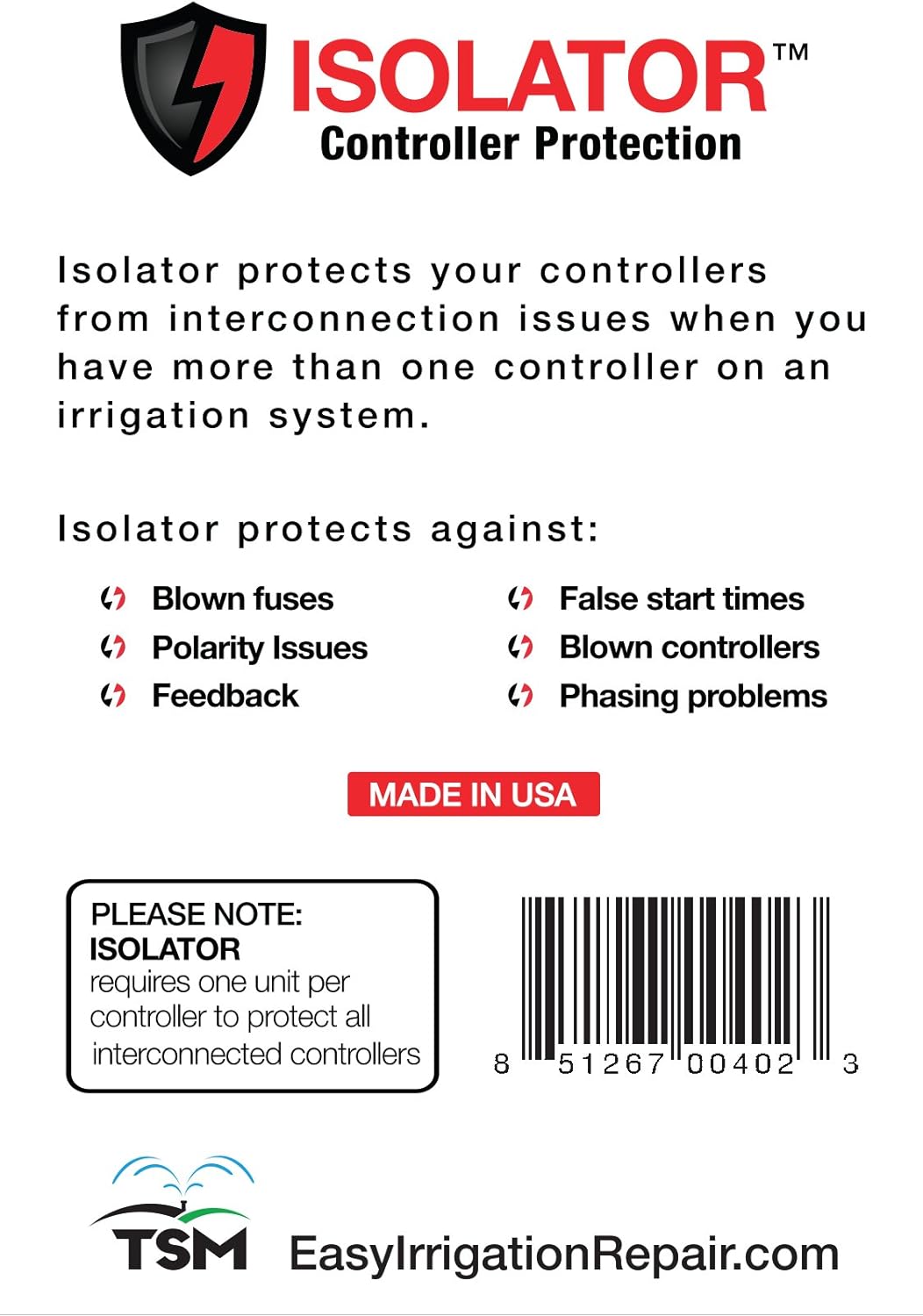 ISOLATOR - Irrigation Controller Protection / Protect Multi-controller Systems From Interconnection Issues