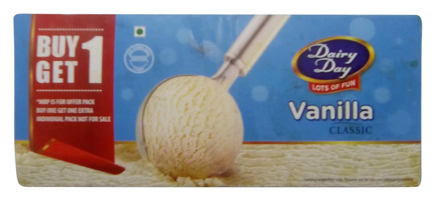 Dairy Day Ice Cream Vanilla Classic, 700ml (Buy 1 get 1) Amazon.in