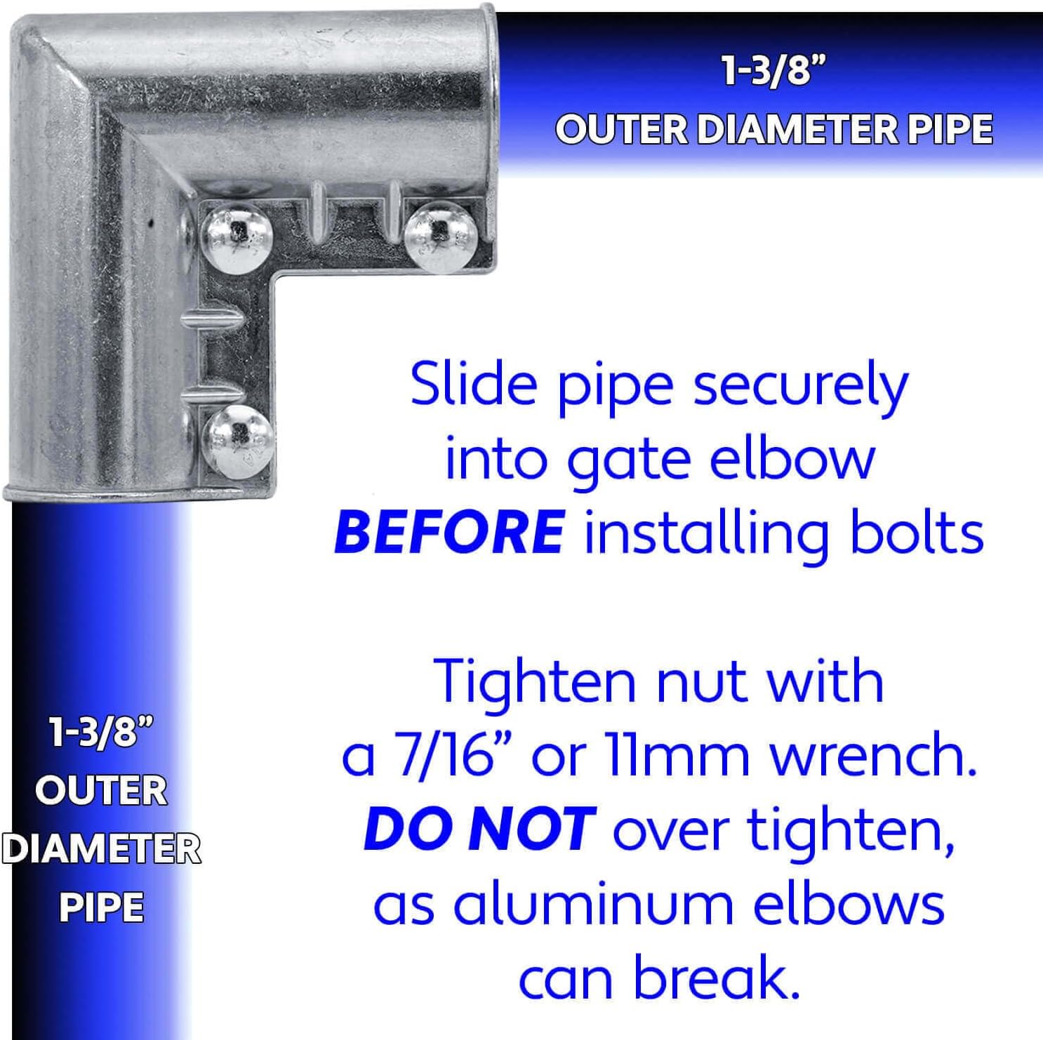 Chain Link Fence Gate Corner - 1-3/8" Gate Corner for Chain Link Gates - Gate Corner Includes Bolts for Easy Installation on Gate - 4 Pack