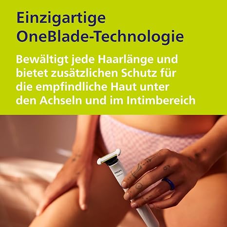 Philips OneBlade QP1924/28 Intimate Shaving Trimming & Shaving with Extra Skin Protection for a Close and Comfortable Shaving - Without Completely Smooth Shaving Model QP1924/28