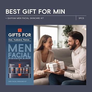 Men Facial Skin Care Kit, Gifts for Men, 5 Piece Essential Skin Care Routine Set for Mens With Facial Cleanser, Face Scrub, Eye Cream, Day Cream & Overnight Moisturizer Travel Size Kit