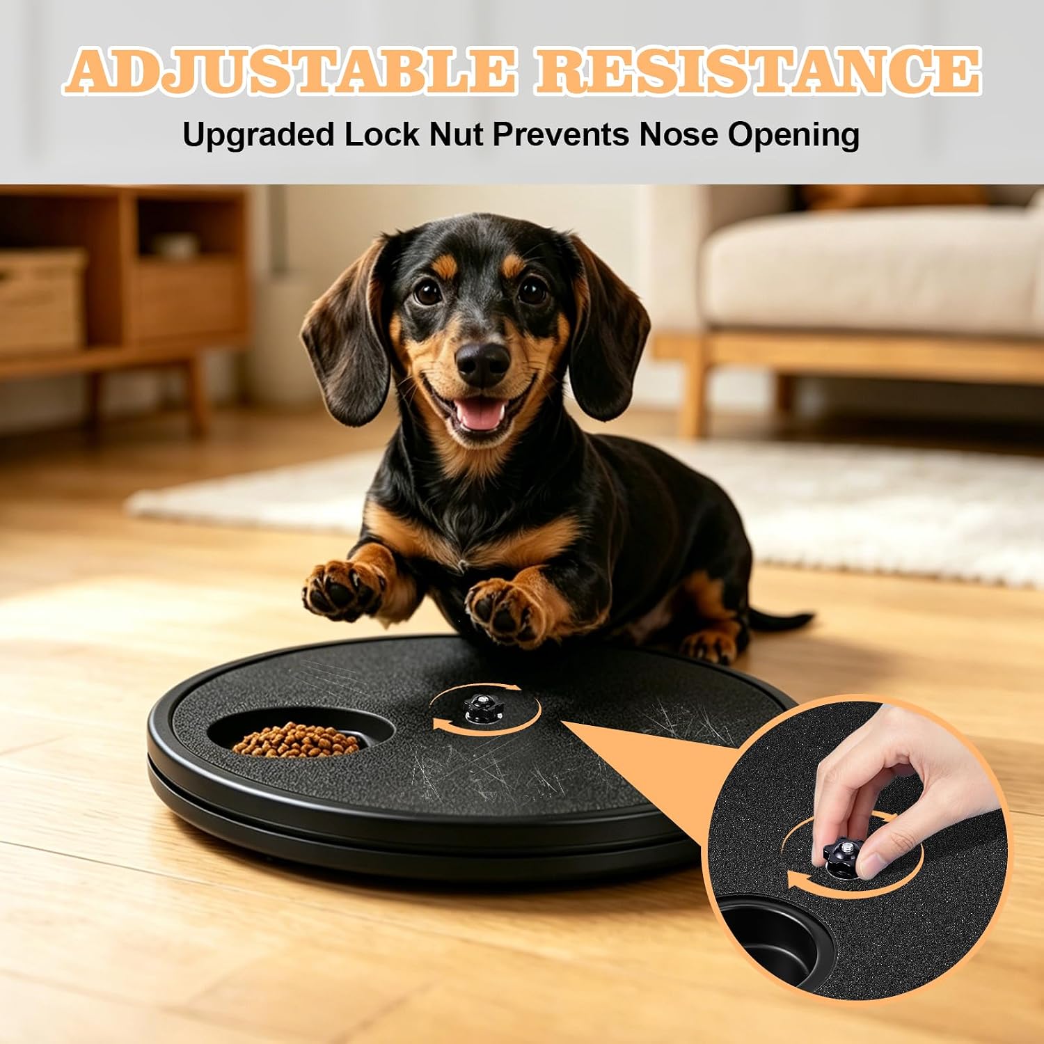 3 in 1 Rotatable Dog Scratch Board with Food Storage Compartment Box Round Stress-Free Scratch Pad ABS Nail Grinder Claw Care Dog Claw Grinder Board (Black)