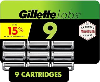 GilletteLabs Razor Blade Refills, Ultimate Precision Trimmer, 5 Bladed Refills, Compatible with Exfoliating Bar and Heated Razors, 9 Count