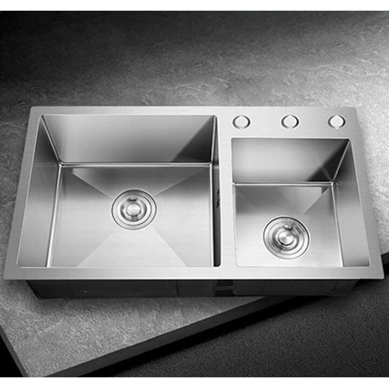 Fregadero de Cocina de Dos Senos, Fregadero Plateado de Barra, Fregadero de Cocina de un Seno con Kit de instalación múltiple, Empotrado o bajo encimera, Acero Inoxidable