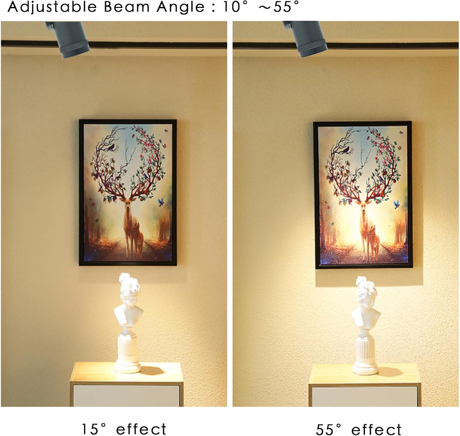 15W LED Dimmable and Zoomable Ceiling Spotlight with Anti-Glare Honeycomb Mesh | Adjustable Spot Light for Living Room, Gallery | 10°-55° Zoom，10%-100% Dim，3000K, CRI 98, Flicker-Free, Black