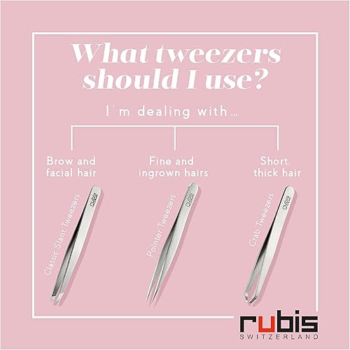 Miniatura 4 de Rubis Pinzas inclinadas clásicas de acero inoxidable para cejas precisas y depilación, 1K108, rosa, Rubis Switzerland Swiss Made mundialmente