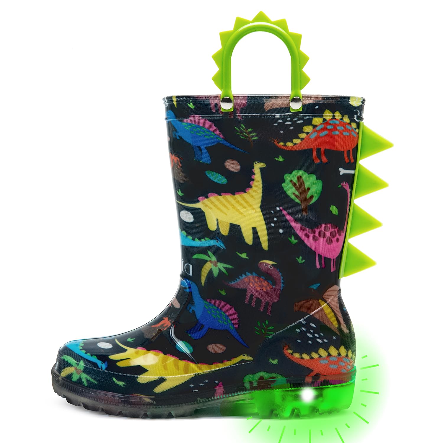 Outee Toddler Kids Adorable Lightwight Waterproof Rain Boots Light Up by Steps