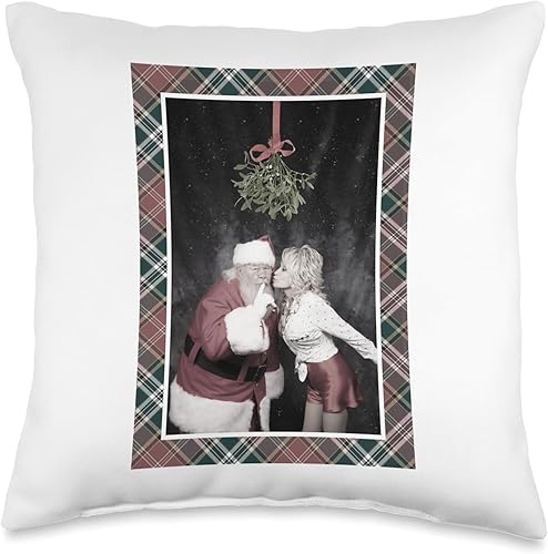 Dolly Parton Kissing Santa Clause - Almohada de almohada 16 x 16 pulgadas multicolor Dolly Parton Kissing Santa Clause - Almohada de almohada 16 x 16 pulgadas multicolor