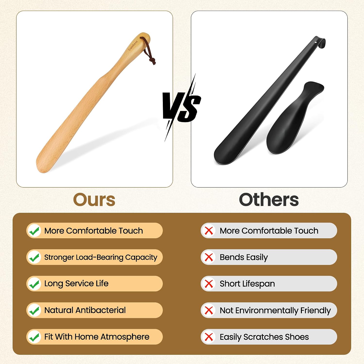 Shoe Horn for Seniors,15" Shoehorn for Men and Women, with Hooks