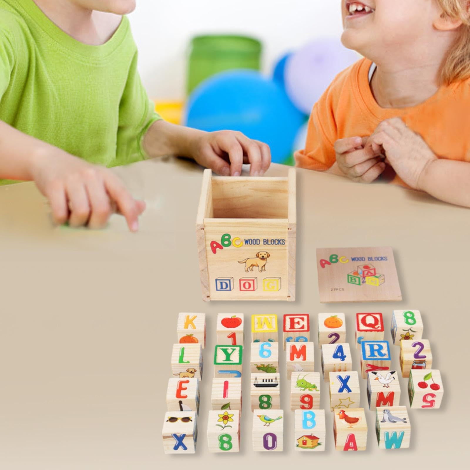 27 Blocs En Bois En Forme de Lettres pour Des Jeux éducatifs et Amusants à Empiler