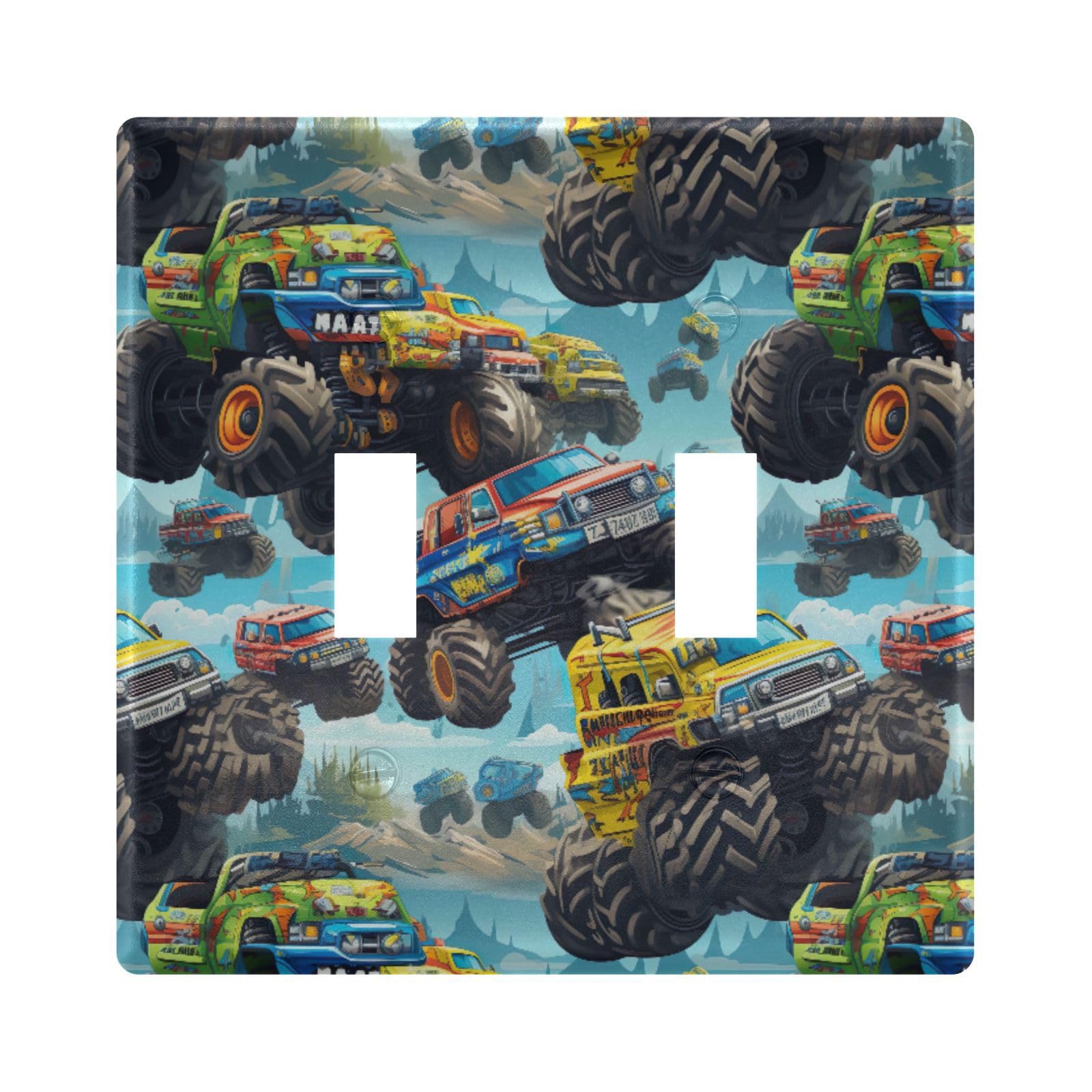 UMIRIKO Monster Truck Light Switch Cover Plate Covers Decorative Double Toggle Home Decor 202a8591