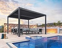 Vista 69 de PURPLE LEAF 94AS - Pérgola pequeña de aluminio compacto de 10 x 12 pies con techo rígido con listones ajustables para patio, cubierta de terraza