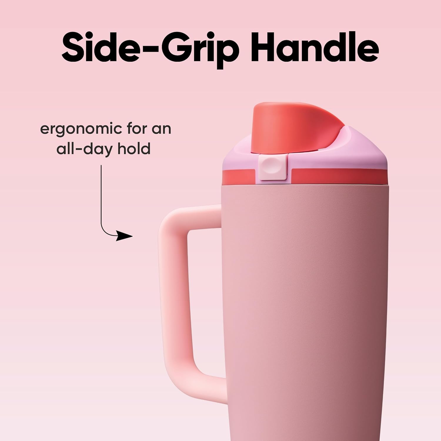 Owala FreeSip Tumbler Insulated Stainless Steel Water Bottle with Built-in Straw and Side Handle, For Travel, Work, School, and Sports, 40oz, BPA Free, Leak Proof, Angel Food Cake - Image 5