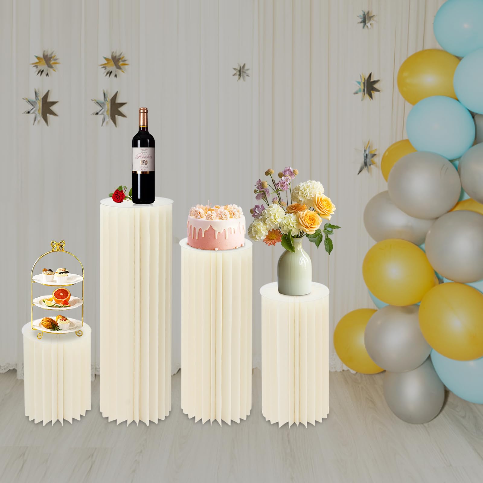 Espositore pieghevole in cartone, set da 4 pezzi, con piastre in PVC per matrimoni, feste e decorazioni (40 cm, 60 cm, 80 cm, 100 cm)