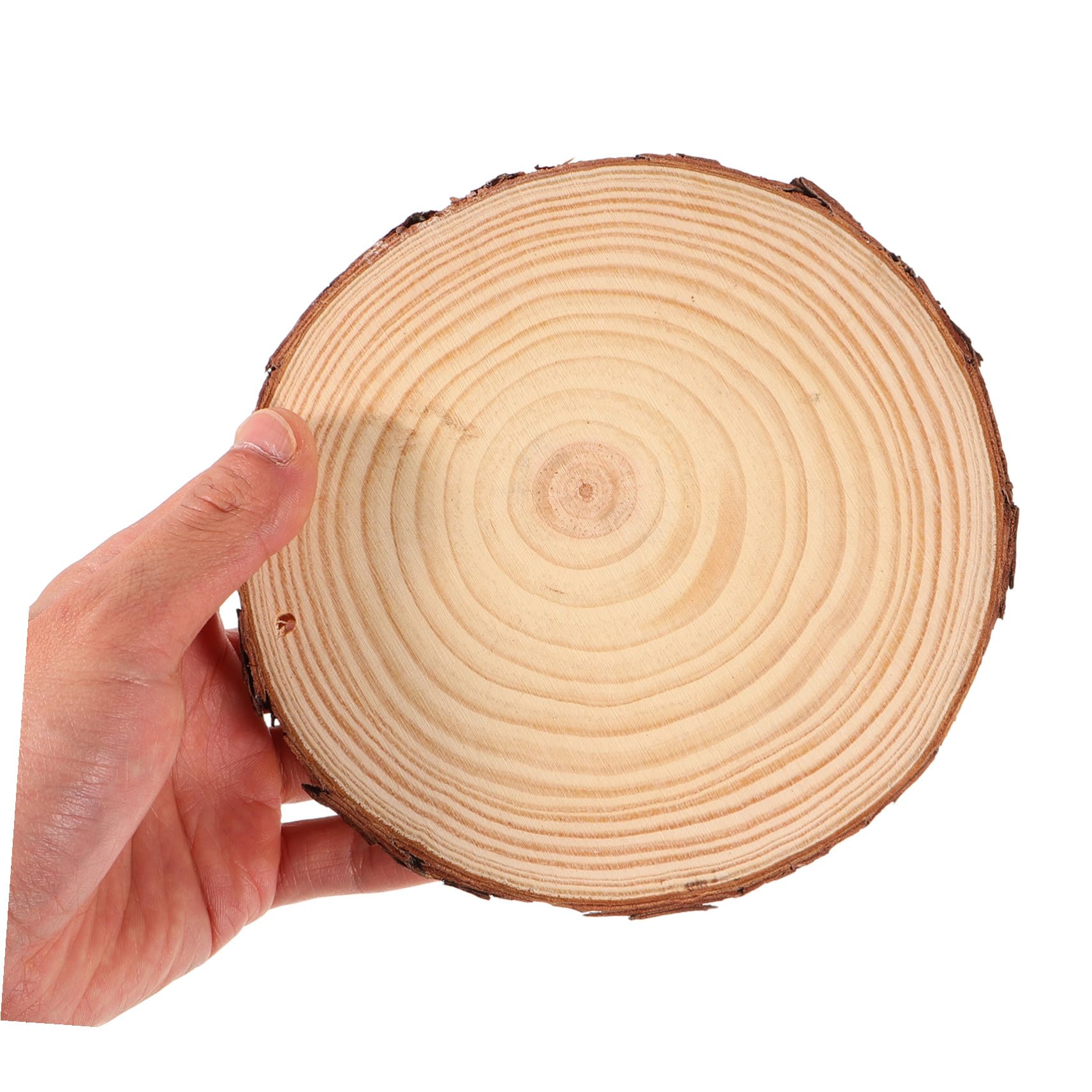 TEHAUX 5 Stück Holzscheiben zum Basteln Kiefernholz mit Rinde Unbehandelte Holzscheiben für DIY Dekorationen Hochzeiten Wohnkultur und Fotorequisiten