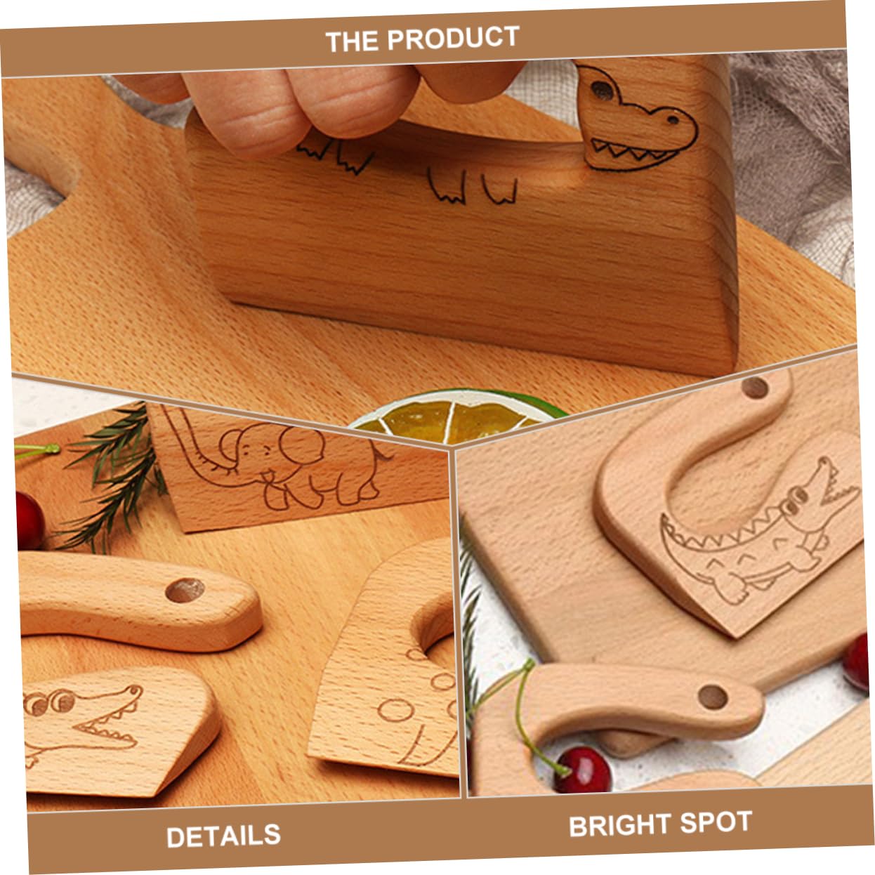 Hemoton Wooden Sword for Kids Safe Cutting Toy Cartoon Design Mild Material Perfect for Kids' Cooking