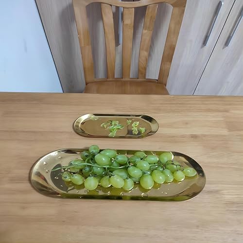 Miniatura 4 de Bandeja de acero inoxidable, bandeja de tocador de baño, tamaño grande, mediano y pequeño dorado adecuado para varias escenas, como almacenar