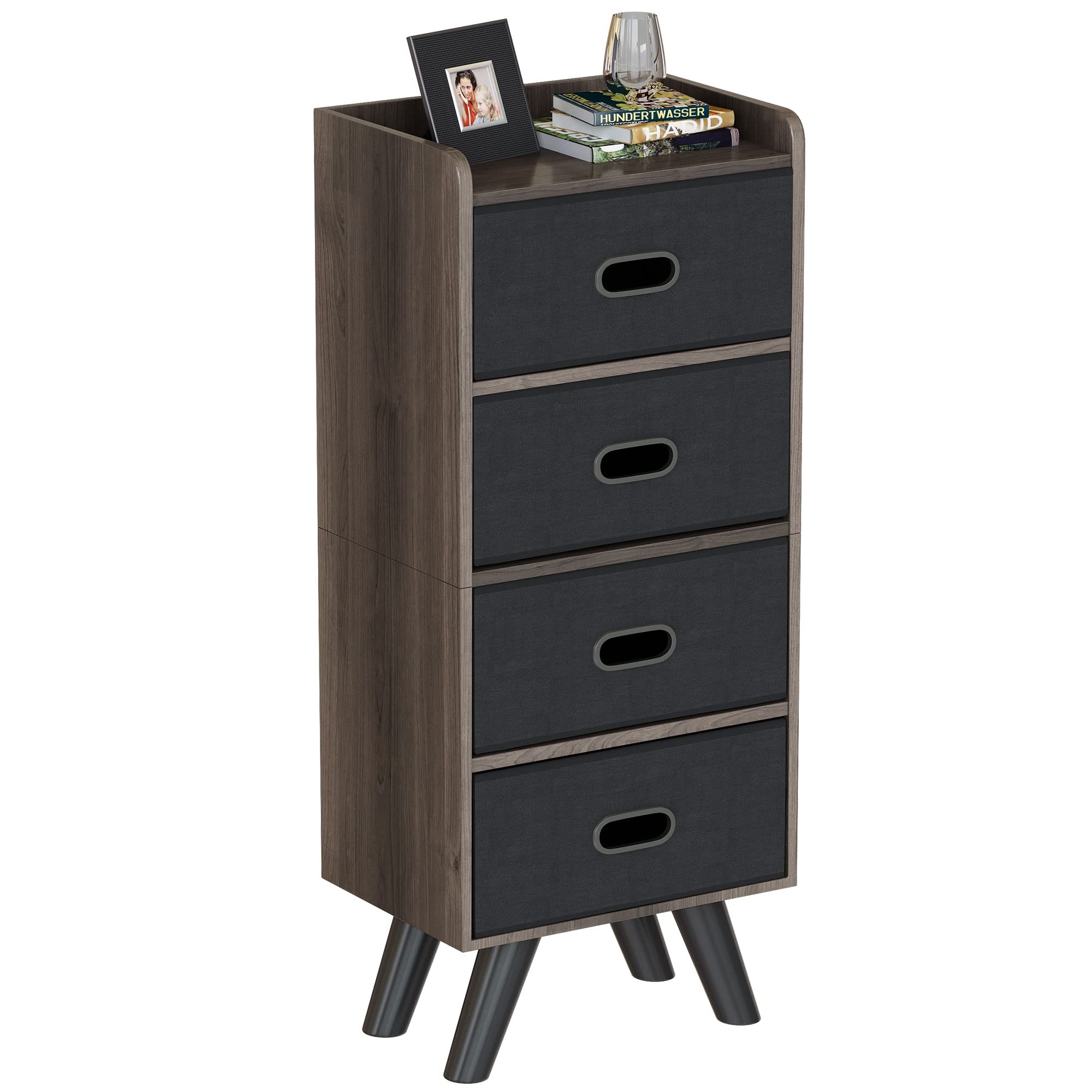 Buy AWQM Fabric Dresser with 4 Drawers, Tall Storage Dresser with Wood