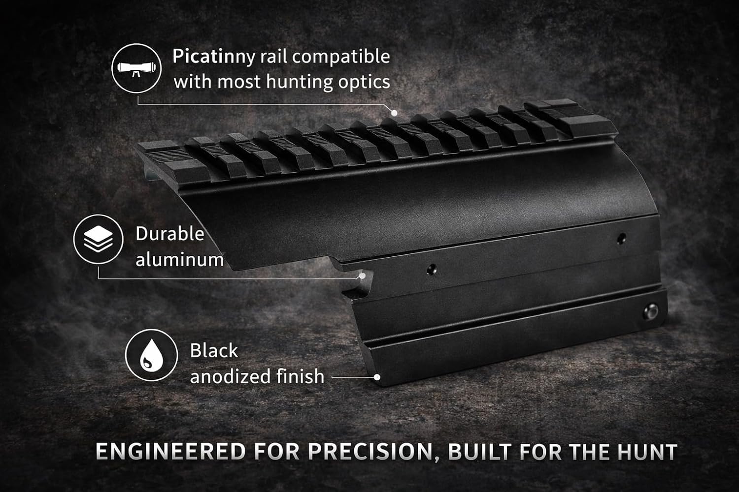 TRINITY Aluminum Picatinny Weaver Scope Mount for Mossberg 500 & Maverick 88 – Saddle Rail Optics Adapter, Black