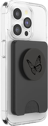Miniatura 10 de PopSockets de mariposa negro gris intercambiable PopGrip