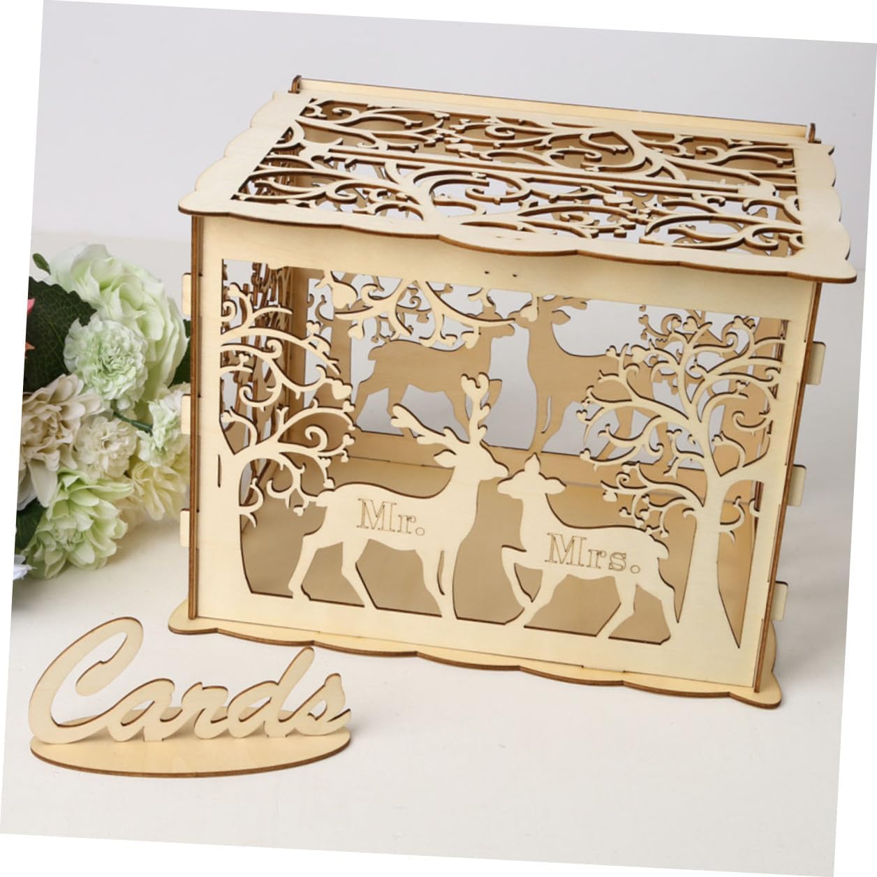 Wedding Cards Receiving Box Large Wooden Card Case DIY Rustic Storage for Wedding Reception and Anniversary Events