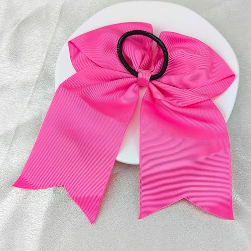 Miniatura 6 de Lazos rosados para el cabello de 8 pulgadas, lazos grandes para animadoras, bandas de goma para coleta, cintas para el cabello, lazos de animadora,