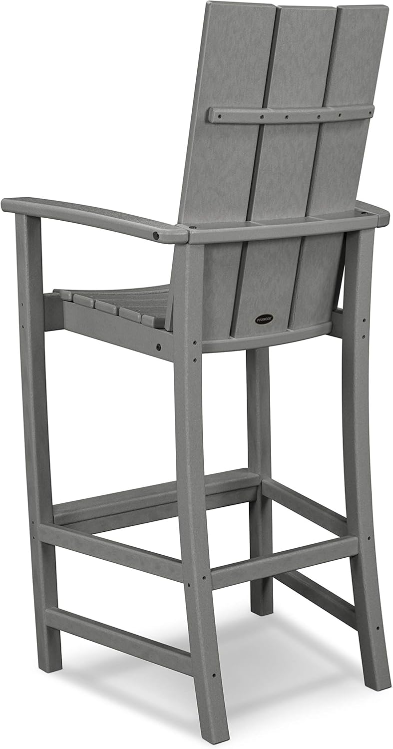 POLYWOOD® Modern Adirondack Bar Chair, Slate Grey