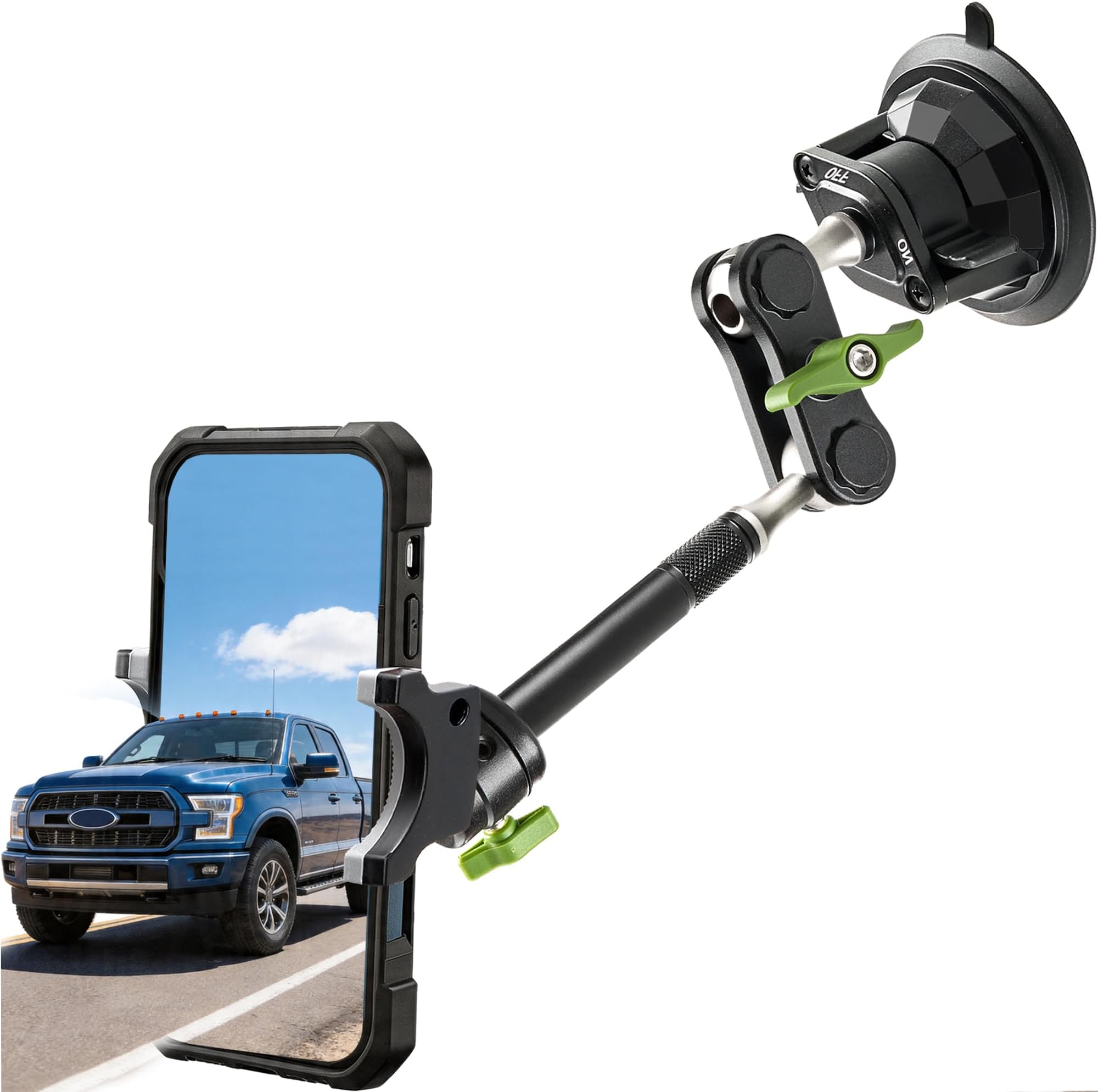 leepiya Car Phone Mount Video Recording Universal Magic Arm Suction Car Phone Holder Mount Windshield Window Glass Dashboard Vlog Shooting Car Phone Mount for All Smartphones & Cars