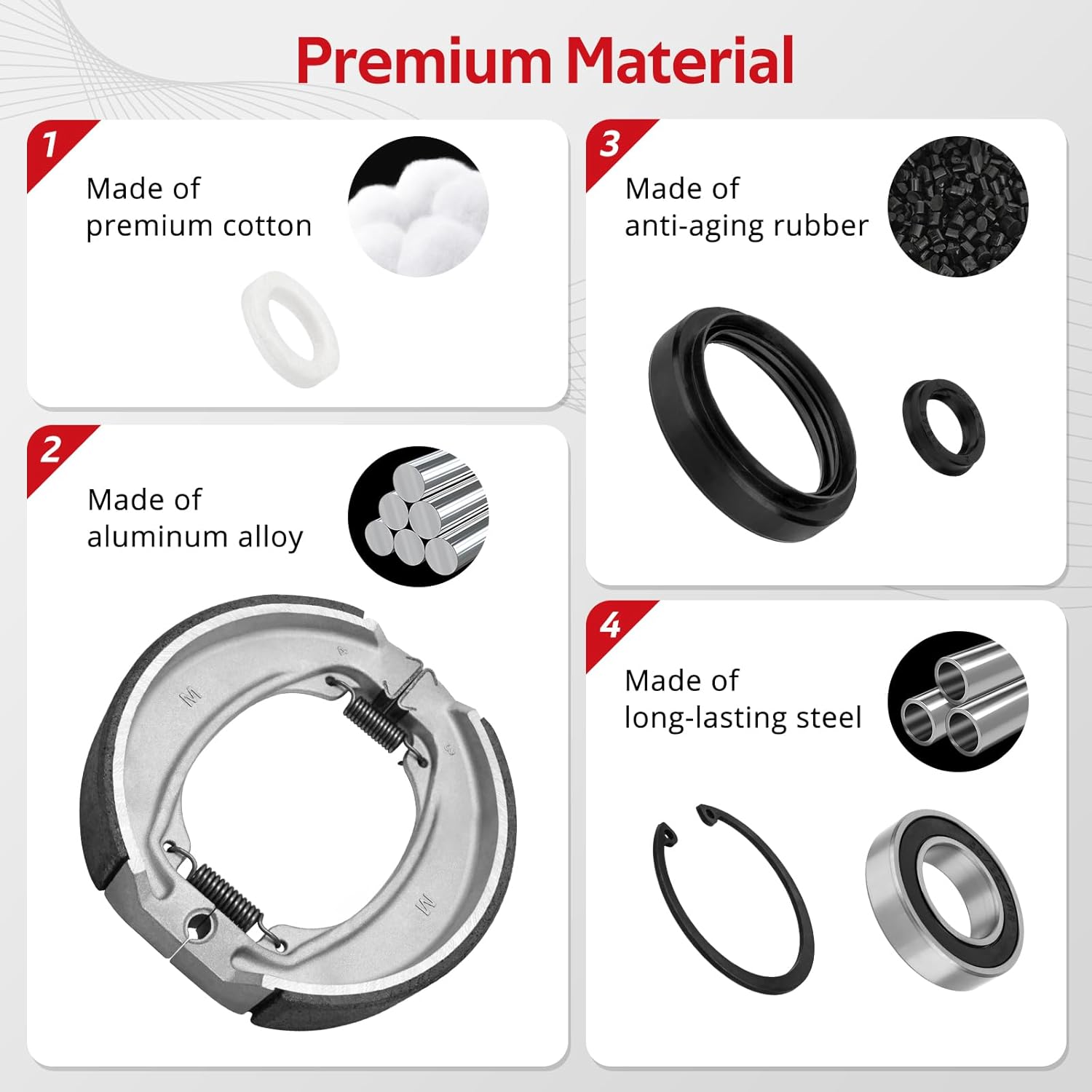 Rear Brake Drum Shoes Bearing Seals Kit for Honda Recon 250 TRX250 TRX250EX TRX250X 1997-2021