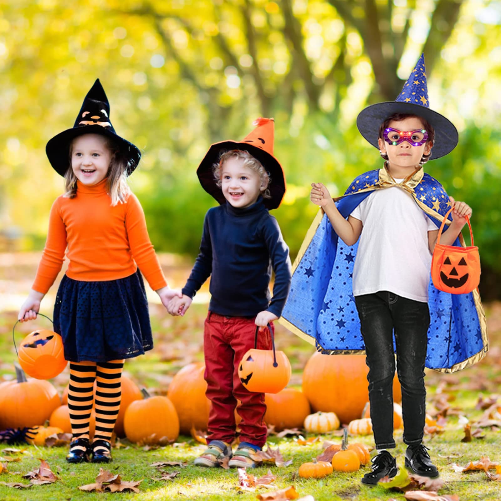 Cape Diable Enfant Citrouille Cape Halloween Deguisement,Cape Soirée Cosplay Halloween Avec Chapeau Pour Enfant Déguisement Magicien Garçon