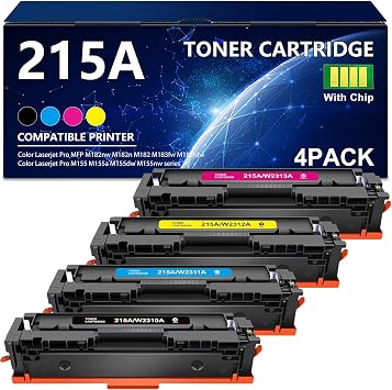 215A Toner Cartridges with chip Replacement for HP 215A W2310A W2311A W2312A W2313A, Works with Color Pro MFP M182nw M183fw M183fdw M155dw M155nw Printers 4 Pack