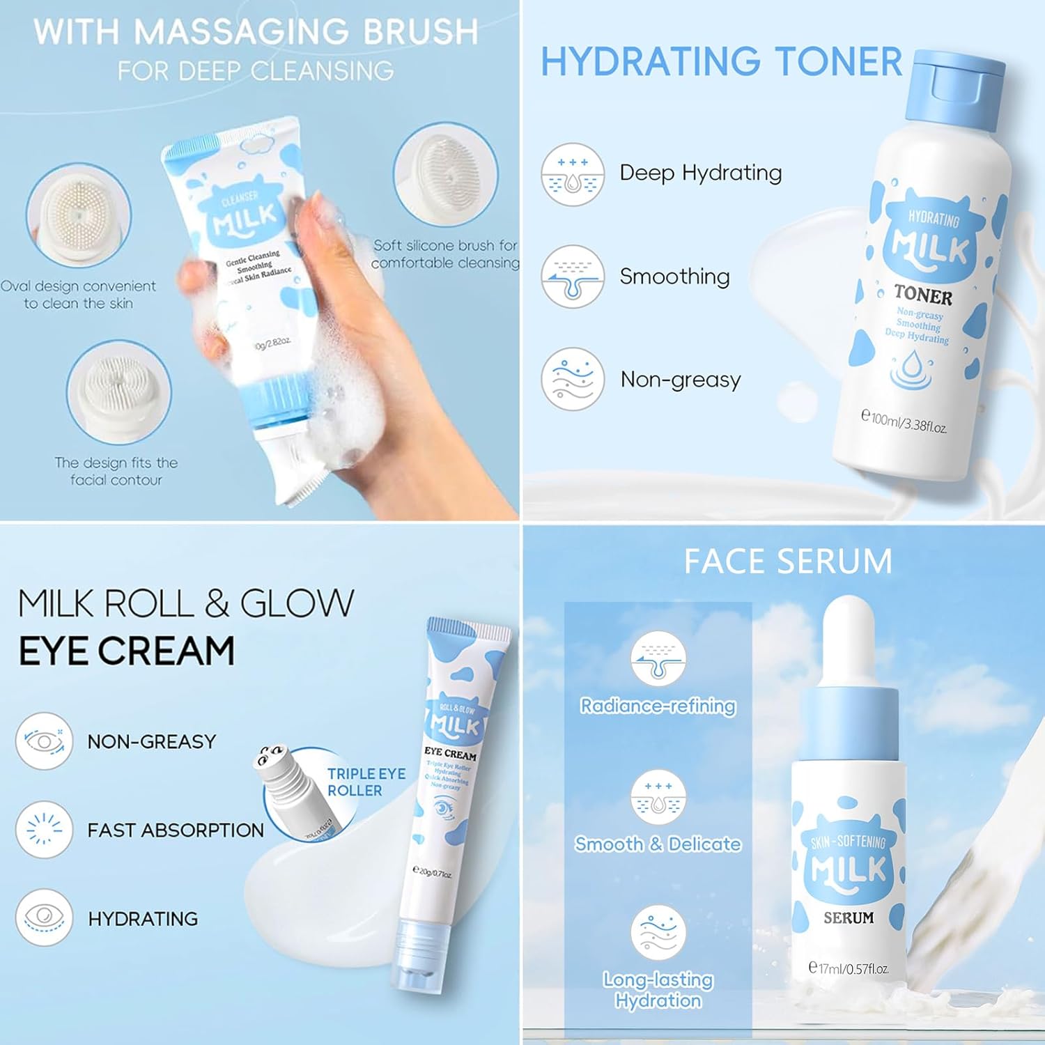 Milk Skin Care Set for Kids & Teens, 16 IN 1 Moisturizing & Gentle Milk Skincare for Kids Girls Ages 8-12,Face Care Milk Skincare for Girls 10-12,Daughter Birthday Gift,Teacher Gift,Mothers Day Gifts