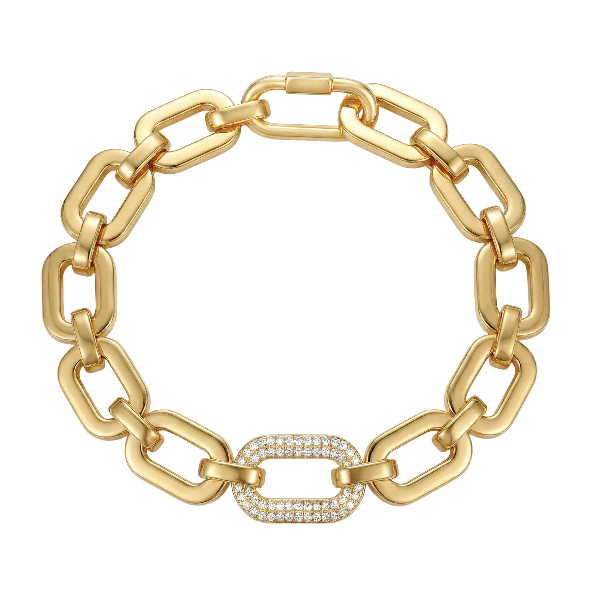 PAUL VALENTINE - Damen Armband Edelstahl - Vergoldet/Golden - mit Zirkonia Stein - Oval Anhänger - PV-B0031