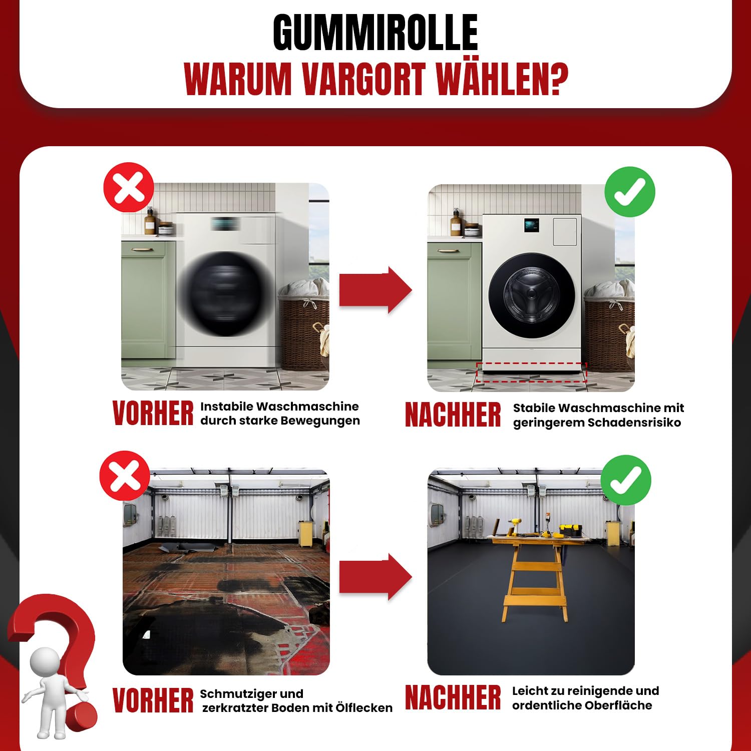 Gummimatten Antirutschmatte Meterware, rutschfeste Bautenschutzmatte 140 cm Breite, 1–10 m Länge, 1–10 mm Stärke, stoßdämpfend, feuchtigkeitsbeständig für Industrie, KFZ, Garagenboden, Werkbank, Lager
