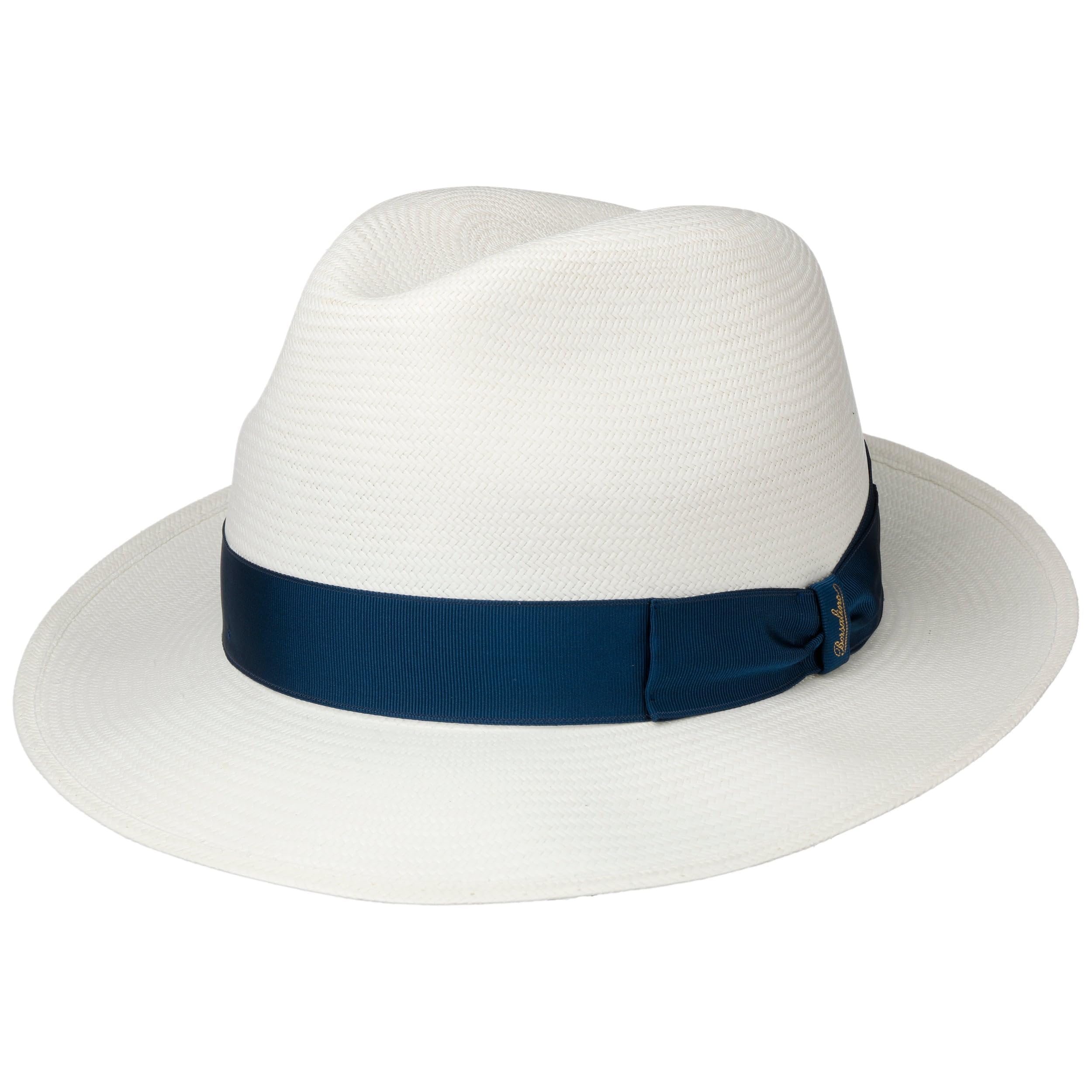 Borsalino Sombrero Panamá Black Small Mujer/Hombre - Made in Italy Fedora de Playa con Banda Grosgrain Primavera/Verano Verano