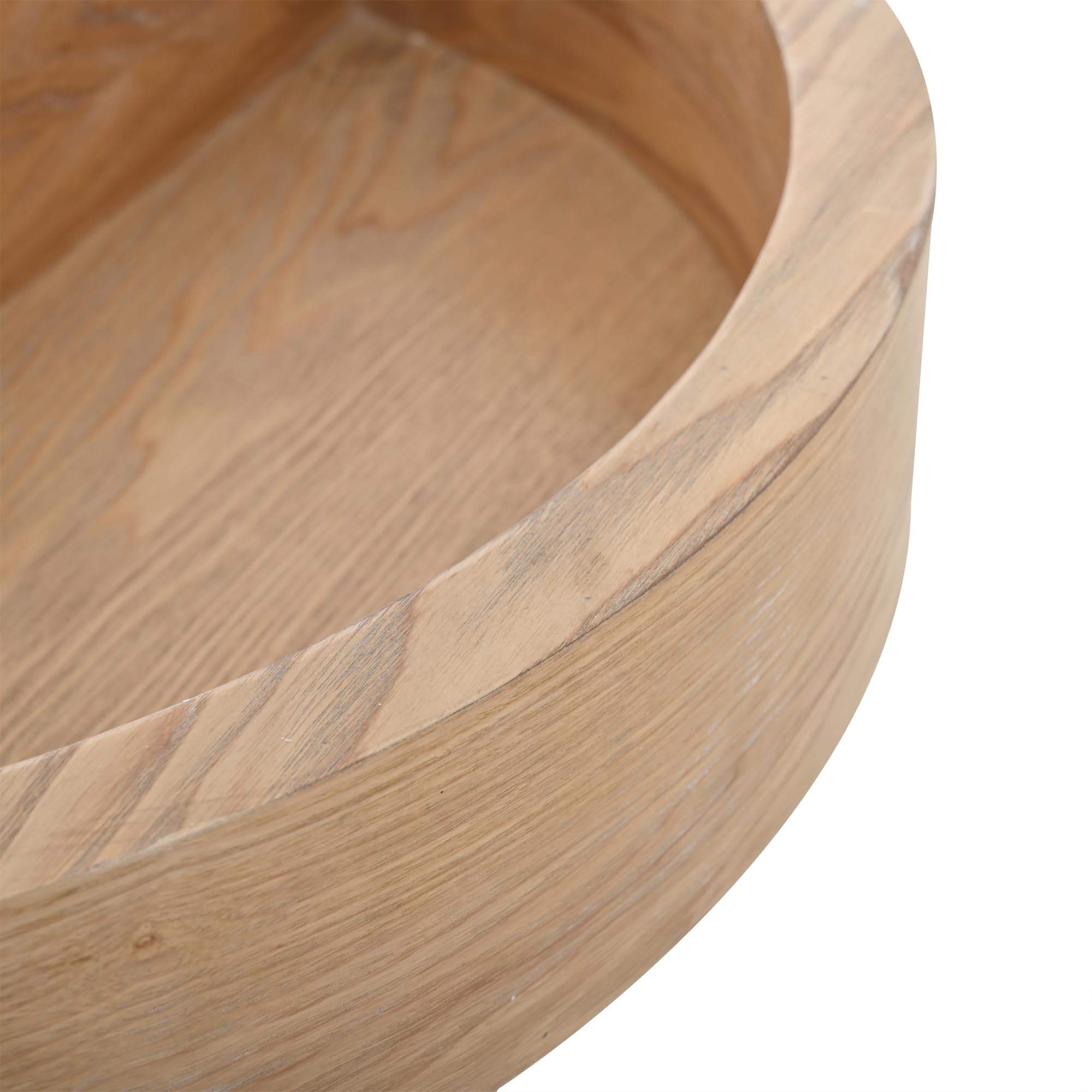 SUKY Mesa de centro cilíndrica, mesa superior giratoria 360°, mesa de salón, mesa de sofá de tres niveles, 3 estantes, capacidad de carga 30 kg, madera de sauce con espacio de almacenamiento, color