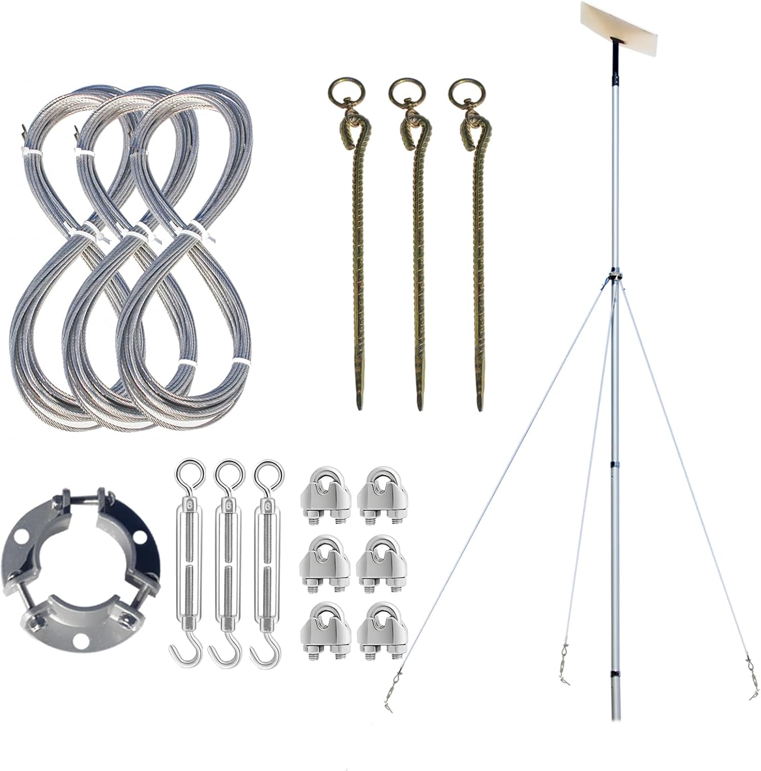 EEZ RV Products Starlink Pole and Flagpole Guy Lines Kit fits 1.5"-1.8" O.D.Diameter Poles