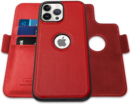 Funda magnética para iPhone 13 Pro Max (6.7 pulgadas), 2 en 1, magnética, desmontable, TPU a prueba de golpes, protección de bloqueo RFID, soporte