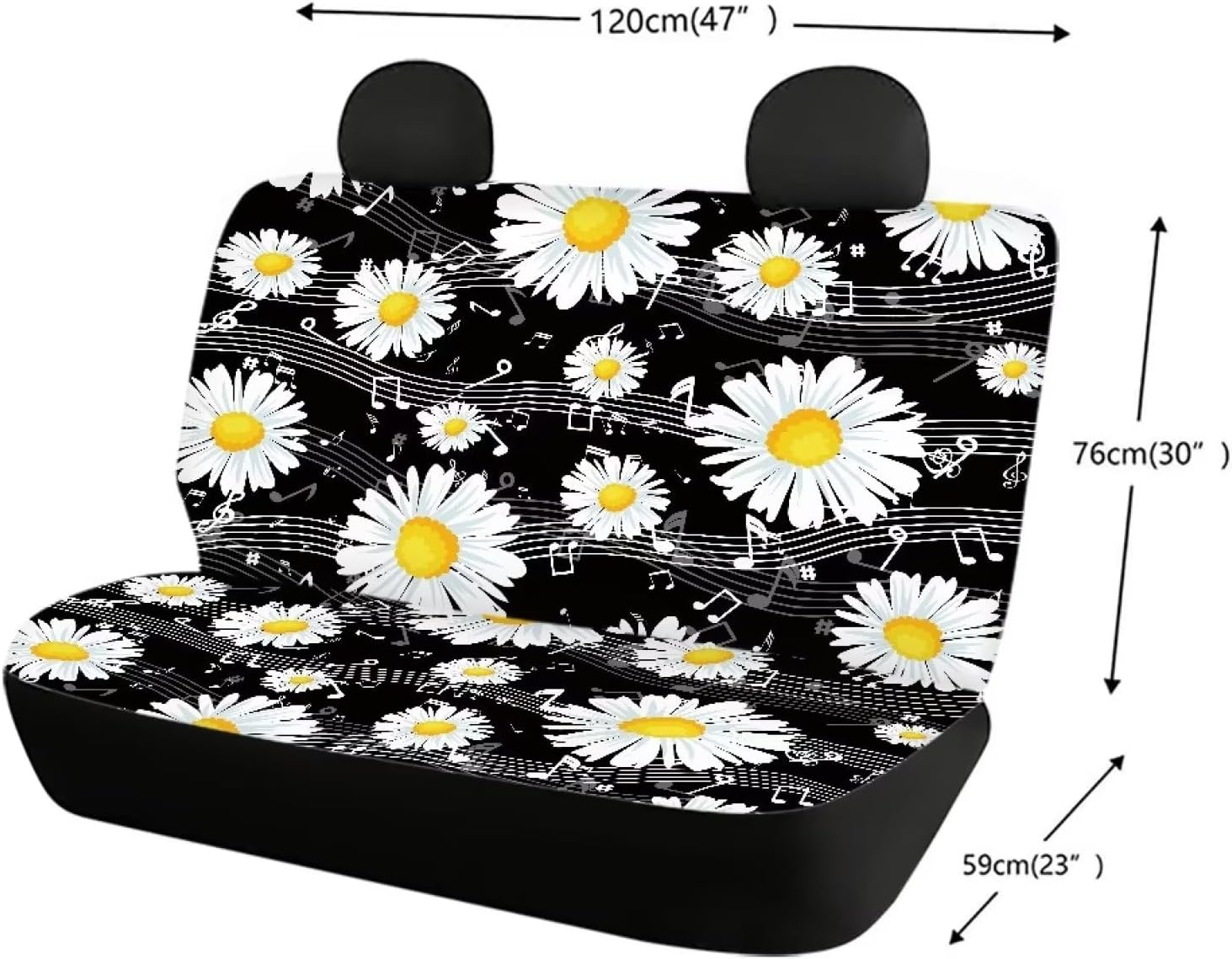 Daisy Print Dog Seat Cover for Back Seat Scratchproof Seat Protector Against Mud Fur Thin Breathable Seat Cushion Cover